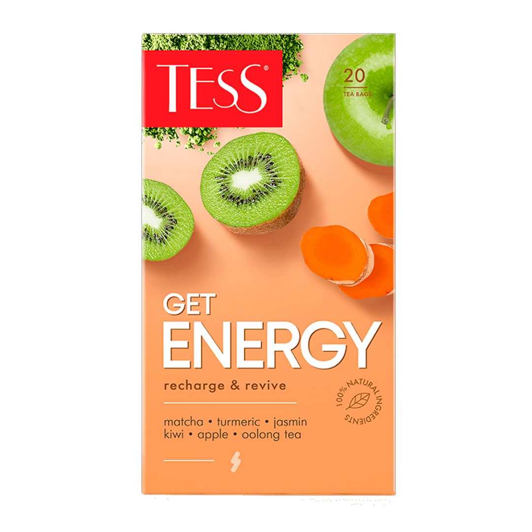 Чай Tess Get Energy, оолонг чай, 20 пакетиков / Чай пакетированный