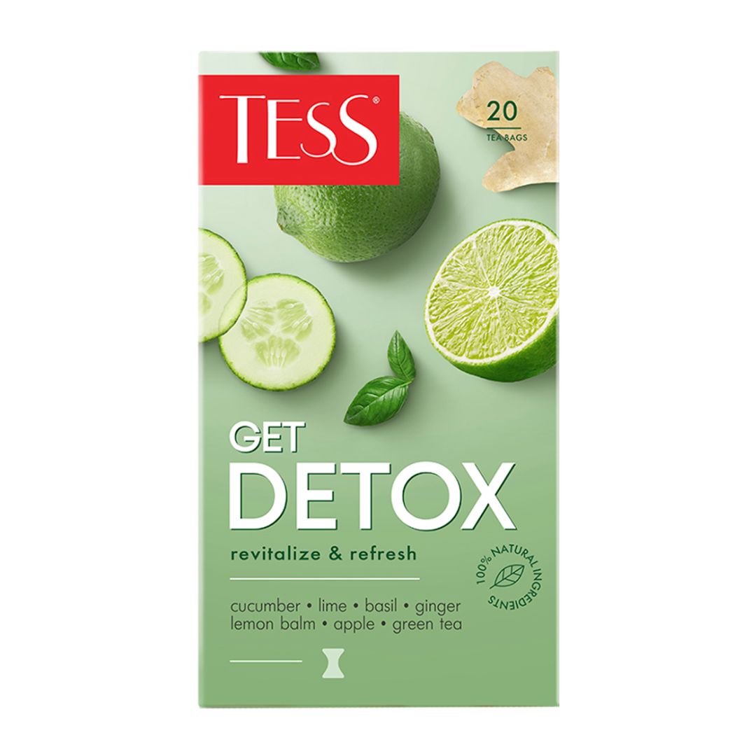Чай Tess Get Detox, зеленый чай, 20 пакетиков / Чай пакетированный