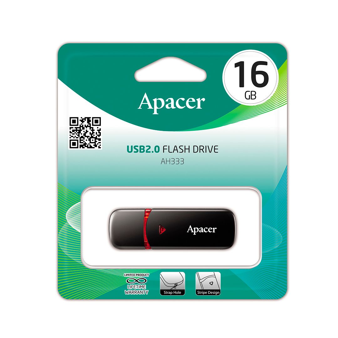 USB-флешка 16 Gb, Apacer "AH333", USB 2.0, черная