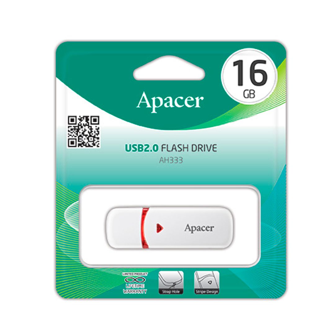 USB-флешка 16 Gb, Apacer "AH333", USB 2.0, белая