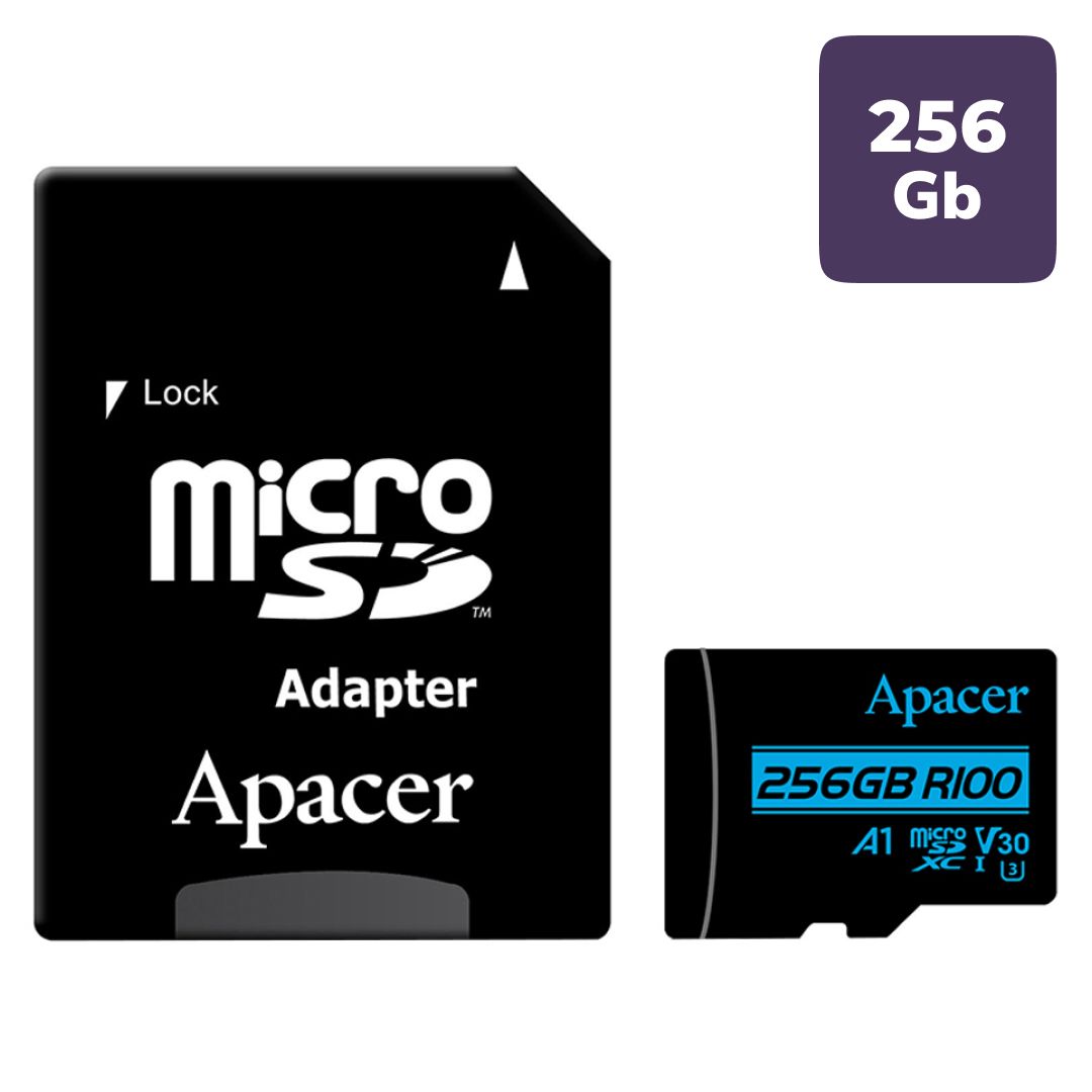 Карта памяти 256 Gb, Apacer "AP256GMCSX10U7-R", micro SDXC, 10 U1 класс скорости, с адаптером / Карты памяти