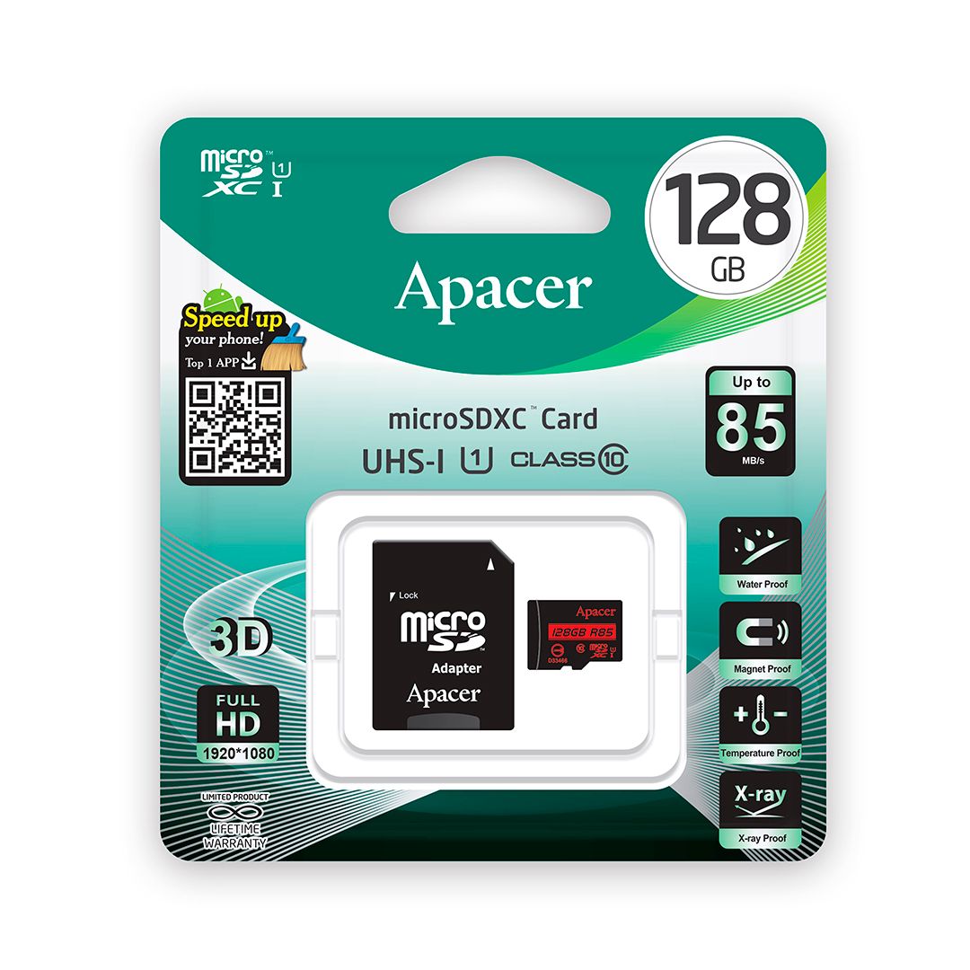 Карта памяти 128 Gb, Apacer "AP128GMCSX10U5-R", micro SDXC, 10 U1 класс скорости, с адаптером / Карты памяти №2