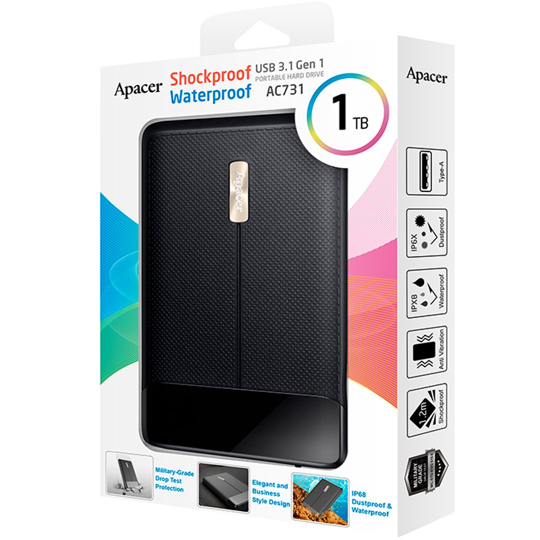 Жесткий диск 1 TB, Apacer AC731, 2.5", USB 3.2, HDD, черный / Внешние жесткие диски №3 oe.kz Жесткий диск 1 TB, Apacer AC731, 2.5", USB 3.2, HDD, черный / Внешние жесткие диски №3