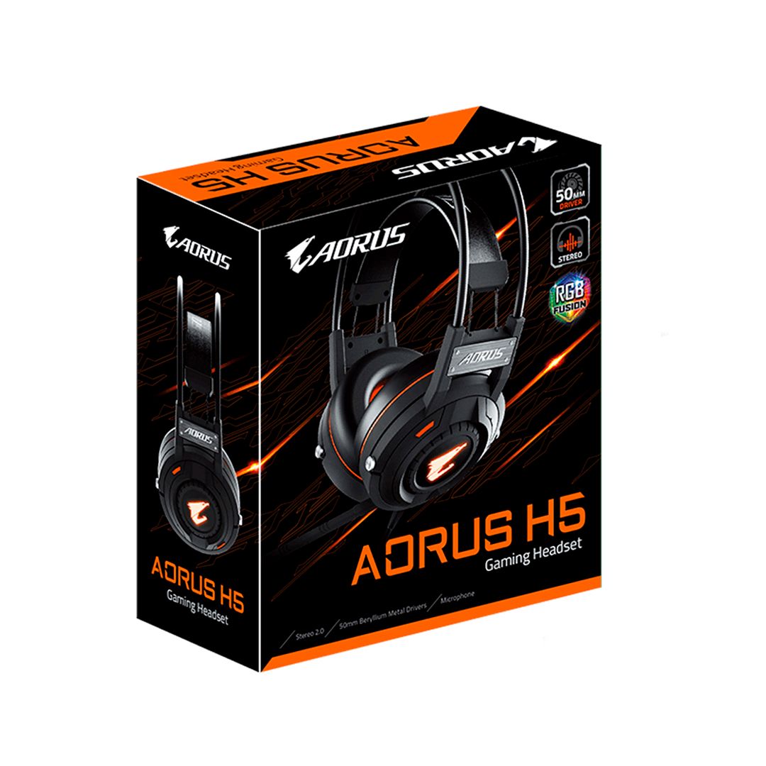 Гарнитура Gigabyte AORUS H5, диапазон частот 20-20000 Гц, черная