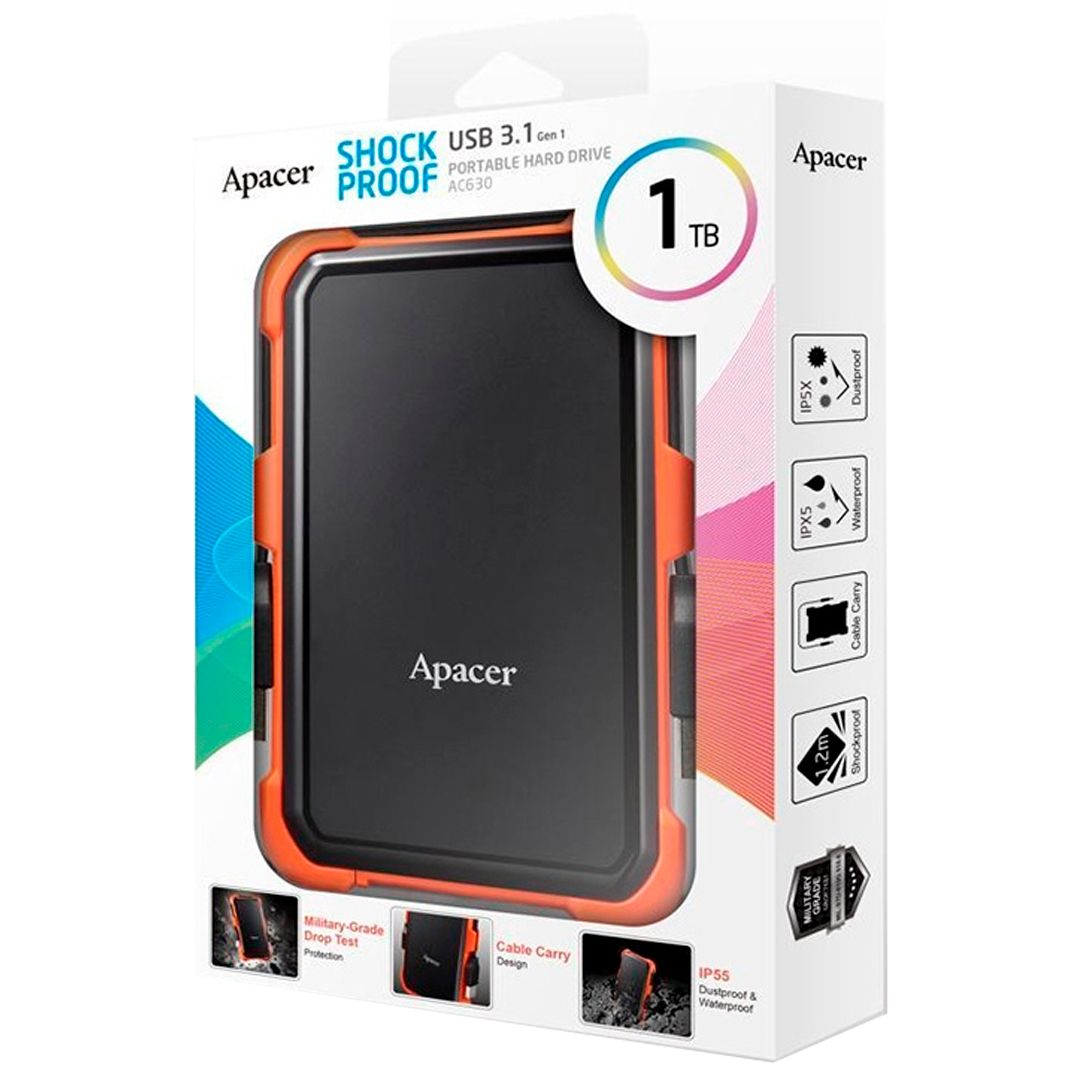Жесткий диск 1 TB, Apacer AC630, 2.5", USB 3.2, HDD, оранжевый / Внешние жесткие диски №3