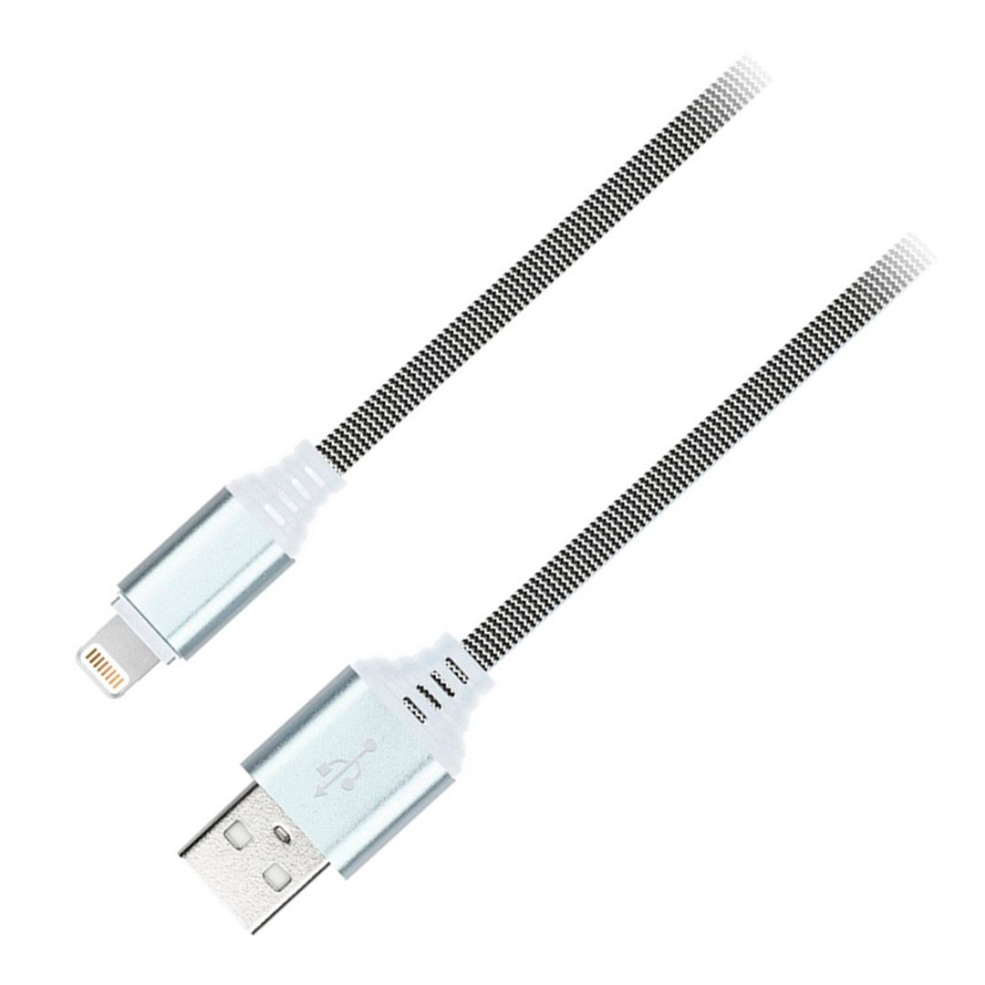 Интерфейсный кабель SmartBuy iK-512NS, USB (AM) - Lightning (M), для Apple, 2A, 1 м, белый/черный