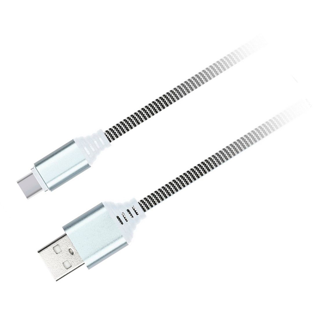 Интерфейсный кабель SmartBuy iK-3112NS, USB 2.0 (A) - Type C, 2A, 1 м, белый/черный