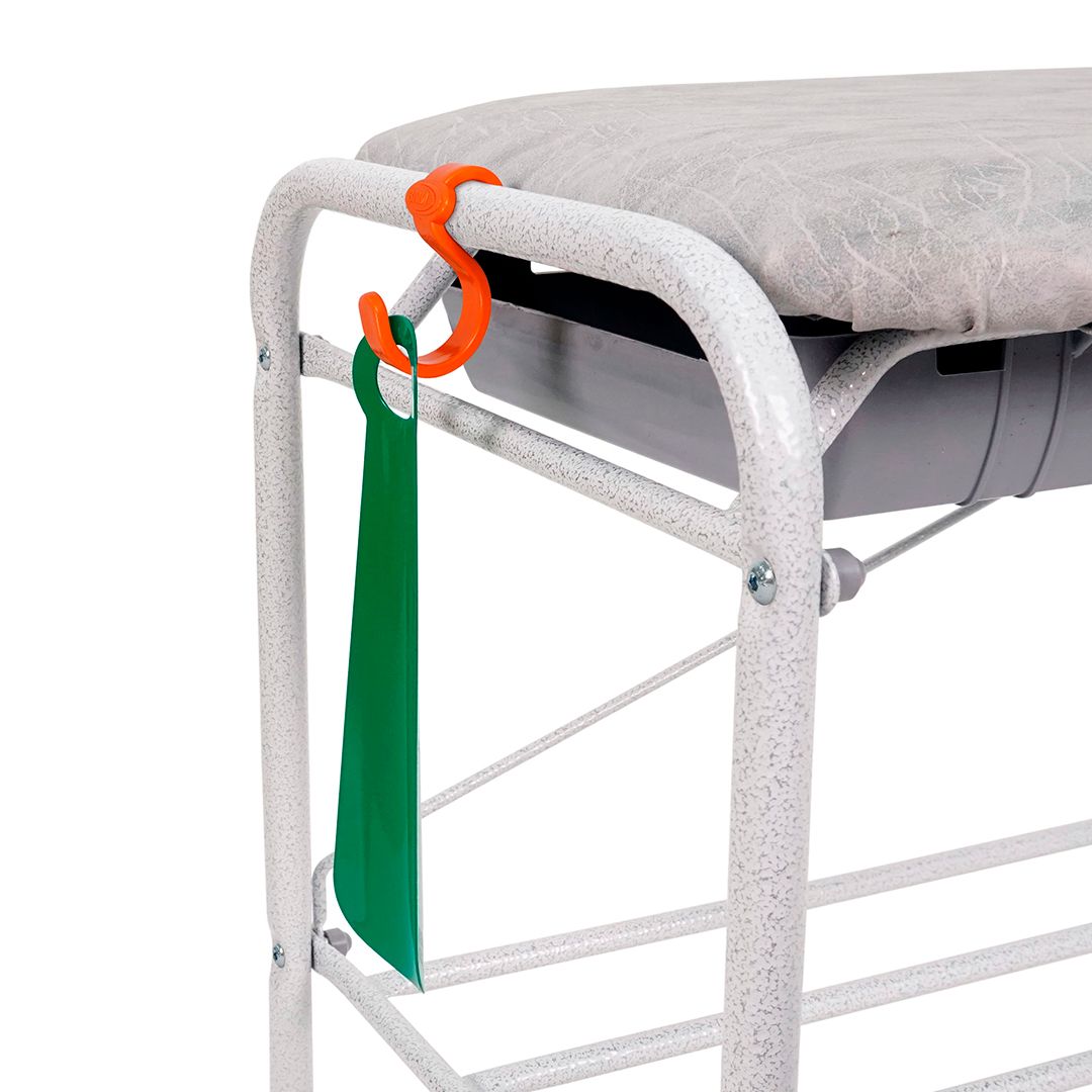 Подставка для обуви, три полки, с сиденьем, с ящиком 450*300*480 мм, белое серебро / Эргономика и аксессуары №4 oe.kz Подставка для обуви, три полки, с сиденьем, с ящиком 450*300*480 мм, белое серебро / Эргономика и аксессуары №4