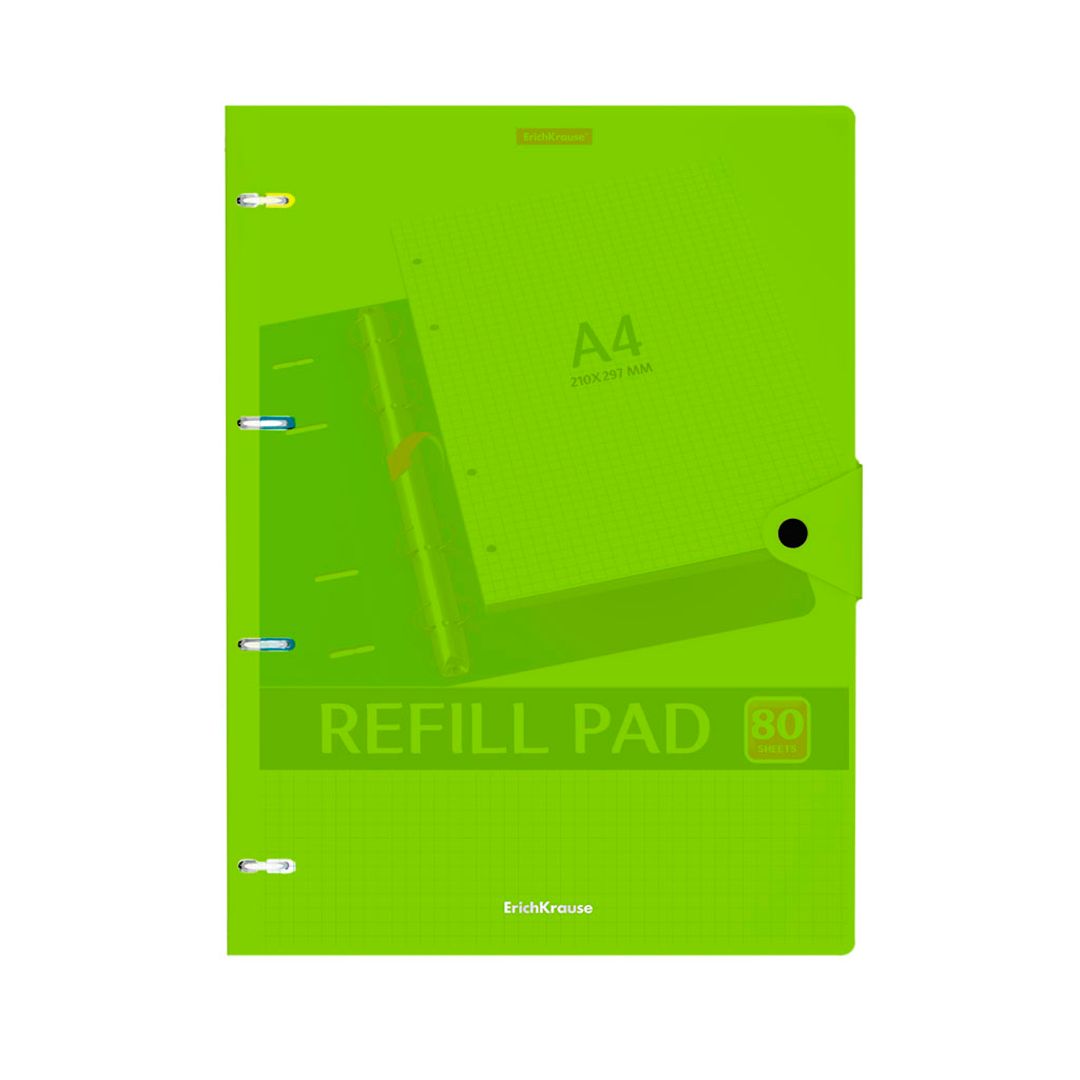 Тетрадь Erich Krause "Neon" А4, 80 листов, в клетку, на кольцах, на кнопке, ассорти / Тетради №4