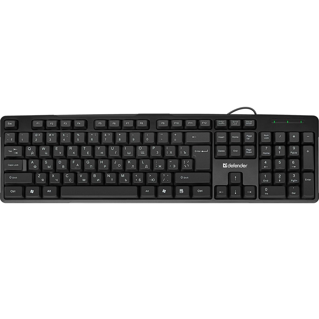 Клавиатура проводная Defender Next HB-440, USB, ENG/RUS, черная / Клавиатуры проводные