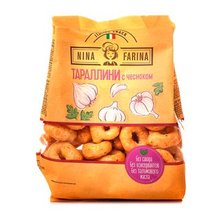 Тараллини Nina Farina, с чесноком, 180 гр / Печенье, вафли, крекеры