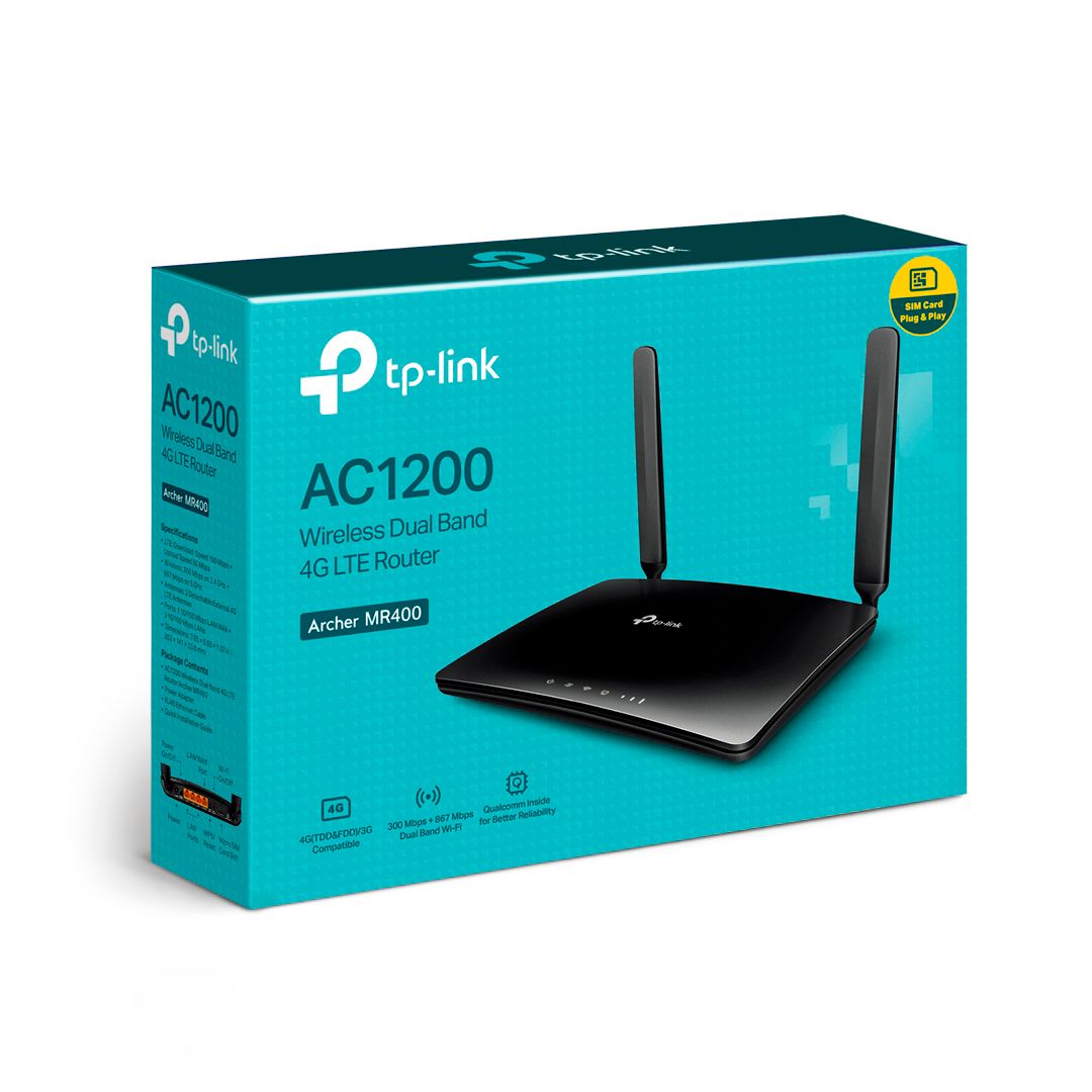 Бағдарлауыш TP-Link Archer MR400, 1 WAN порт + 3 LAN порттары + 1 слот Micro SIM-картасы үшін