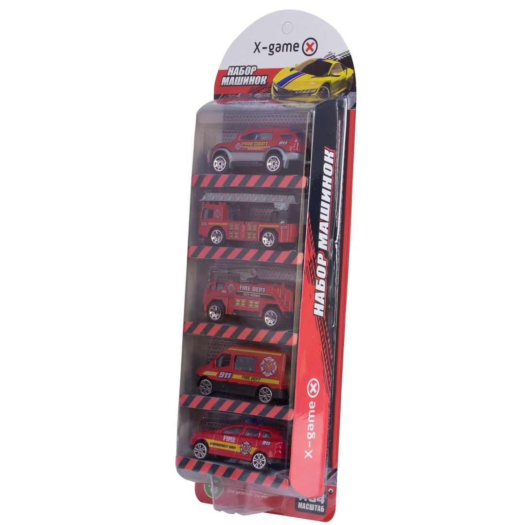Металл машиналар жинағы X-Game "Өрт сөндірушілер", XGCM5C, 1:64, қаптамада 5 дана / Сыйлықтар мен кәдесыйлар №2