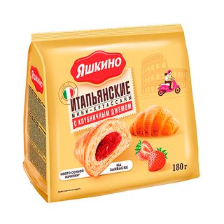 Мини-круассаны Яшкино "С клубничным джемом", 180 гр / Печенье, вафли, крекеры