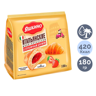 Яшкино "Құлпынай тосабы" мини-круассандары, 180 гр / Печенье, вафлилер, крекерлер