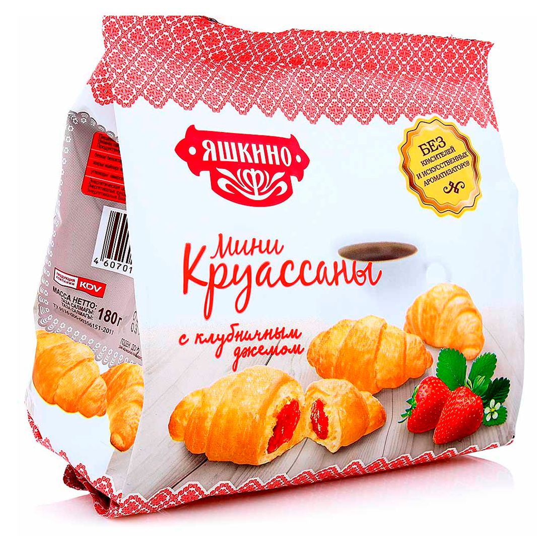 Мини-круассаны Яшкино "С клубничным джемом", 180 гр / Печенье, вафли, крекеры №2 oe.kz Мини-круассаны Яшкино "С клубничным джемом", 180 гр / Печенье, вафли, крекеры №2