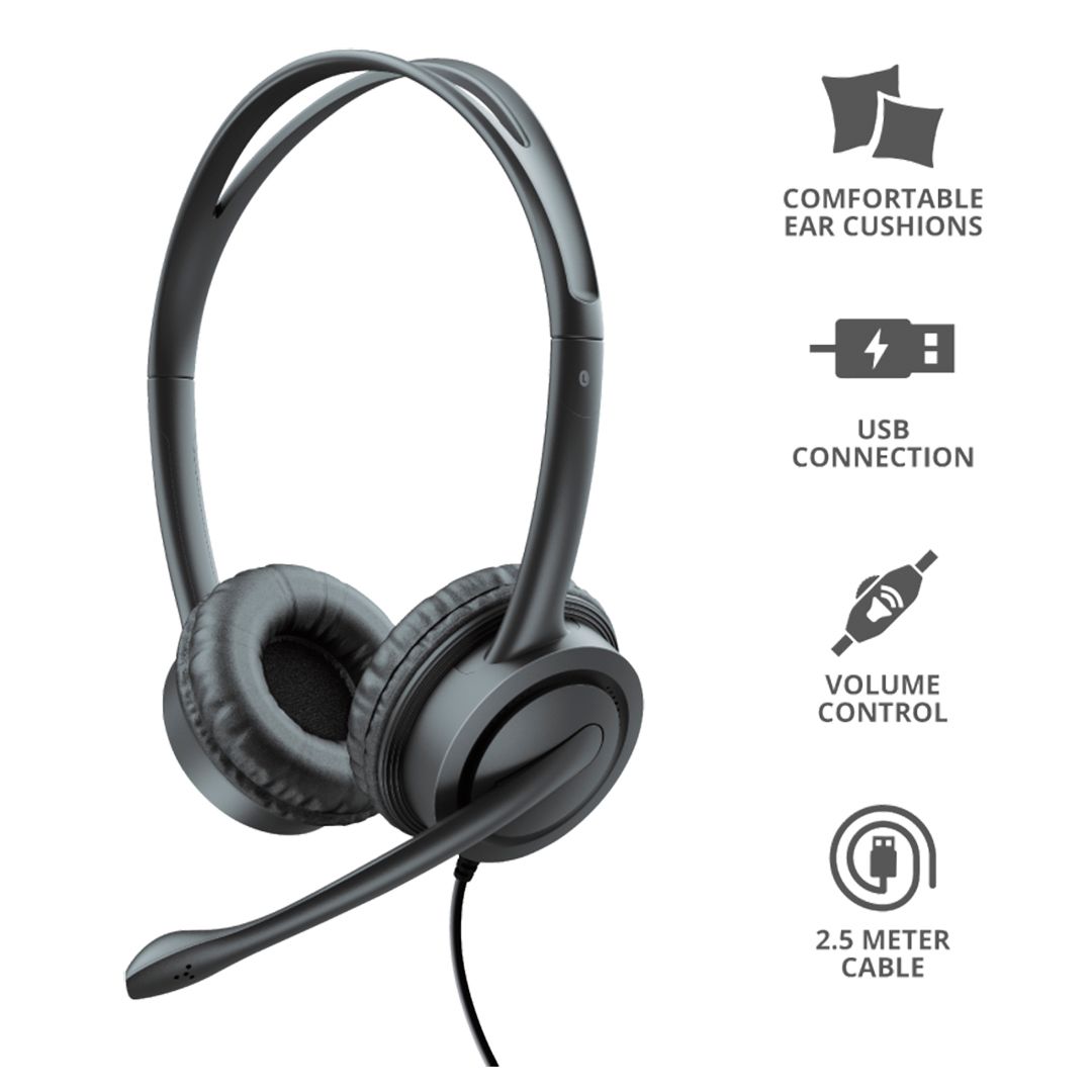 Гарнитура Trust Mauro, диапазон частот 20-20000 Гц, USB, черная / Гарнитуры №2