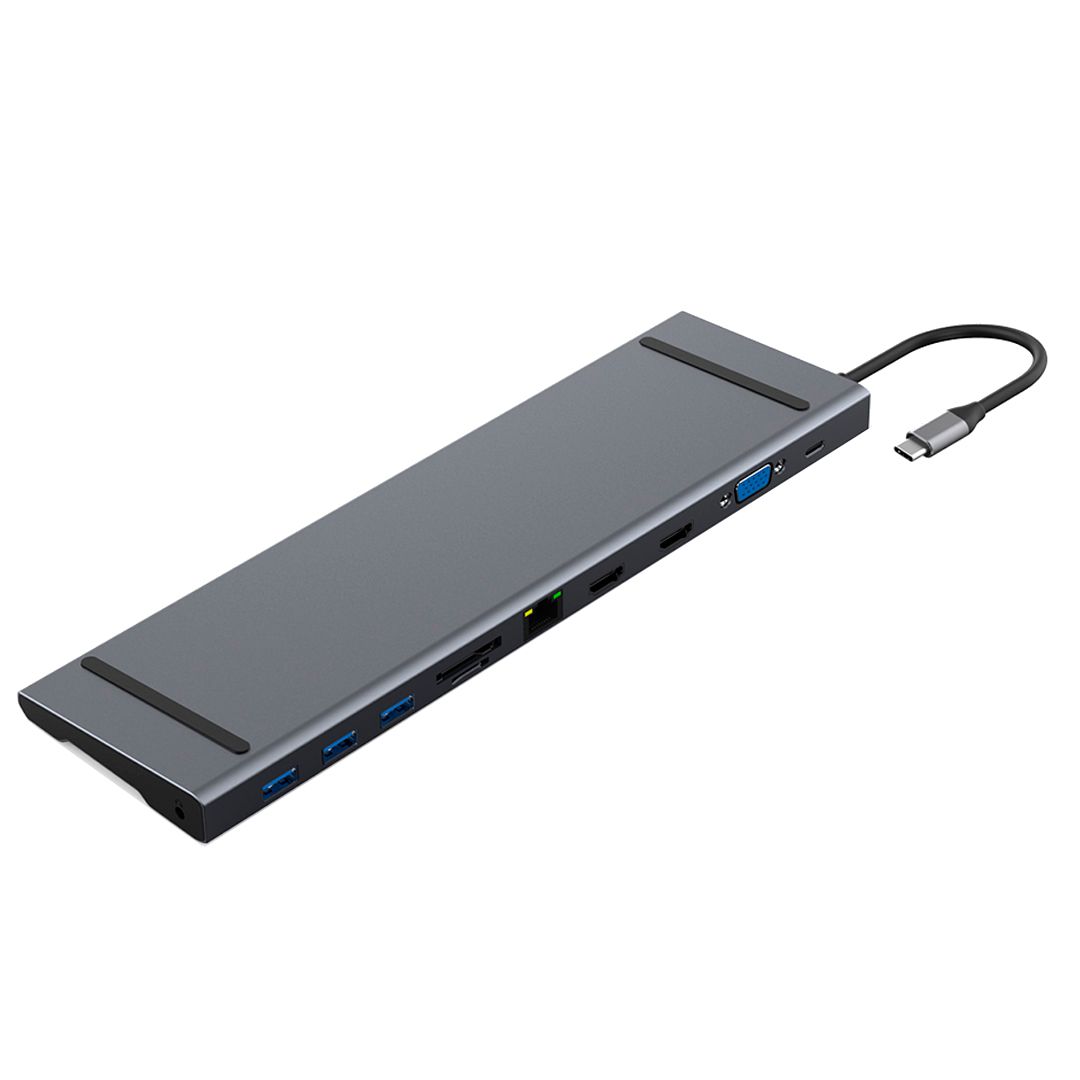 Мультифункциональный адаптер X-Game XGH-1101, HDMI, VGA, RJ-45, SD, TF, USB Type-C, серый / Веб-камеры