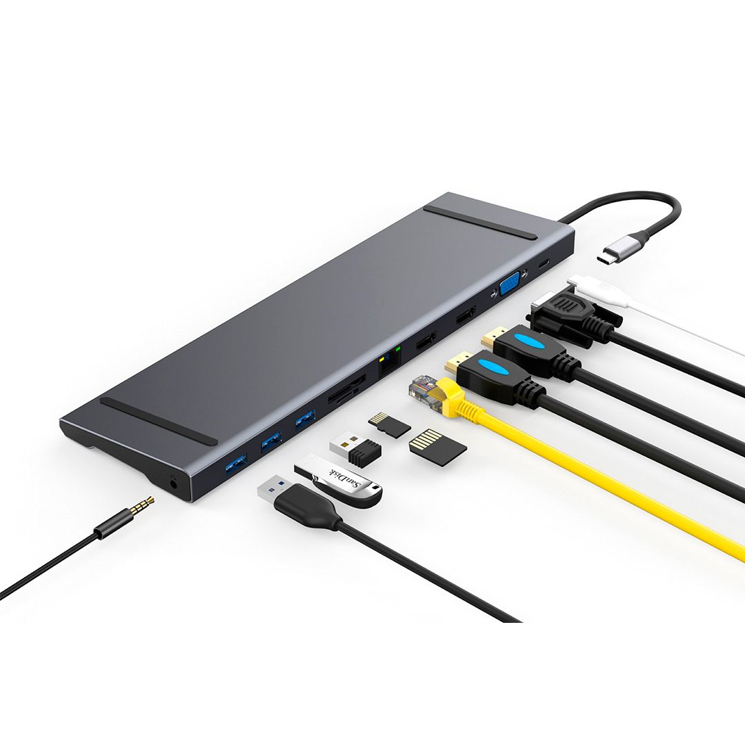 Мультифункциональный адаптер X-Game XGH-1101, HDMI, VGA, RJ-45, SD, TF, USB Type-C, серый / Веб-камеры №3