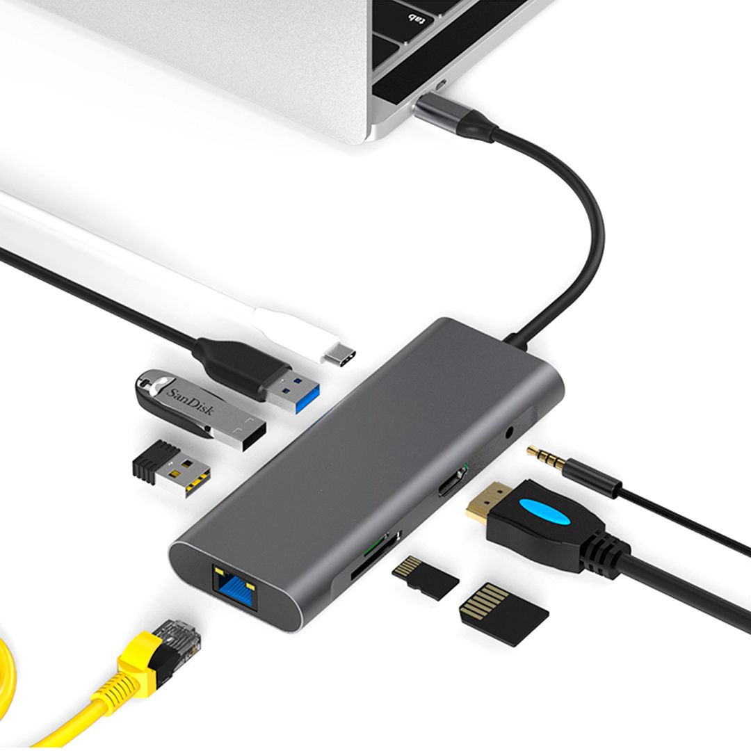 Мультифункциональный адаптер X-Game XGH-901, HDMI, RJ-45, SD, TF, USB Type-C, серый / Веб-камеры №3