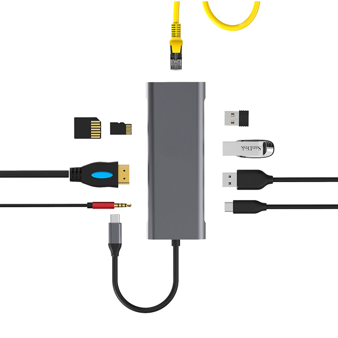 Мультифункциональный адаптер X-Game XGH-901, HDMI, RJ-45, SD, TF, USB Type-C, серый / Веб-камеры №4