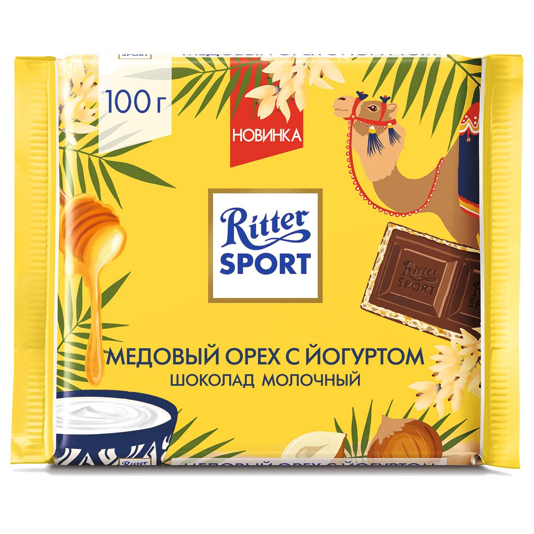 Шоколад молочный Ritter SPORT "Медовый орех с йогуртом" 100 гр / Шоколад