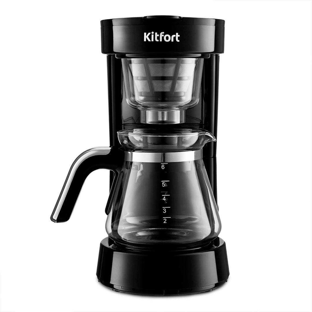 Кофеварка "2 в 1" Kitfort КТ-759, капельная, 0,75 л, черная / Кофеварки	