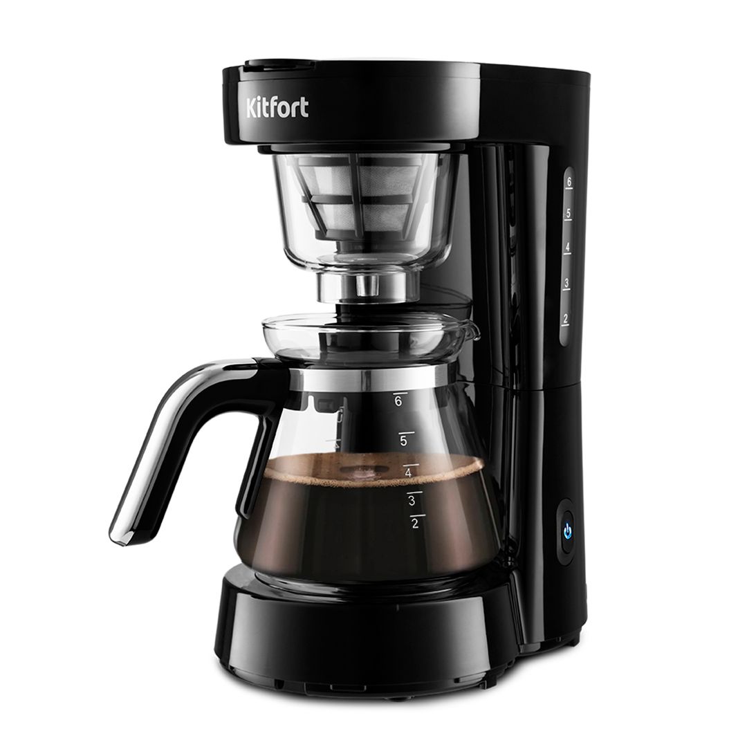 Кофеварка "2 в 1" Kitfort КТ-759, капельная, 0,75 л, черная / Кофеварки	 №7