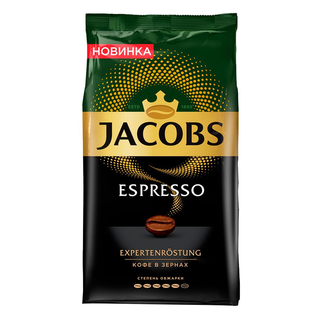 Кофе в зернах Jacobs "Espresso", темная обжарка, 1000 гр / Кофе зерновой