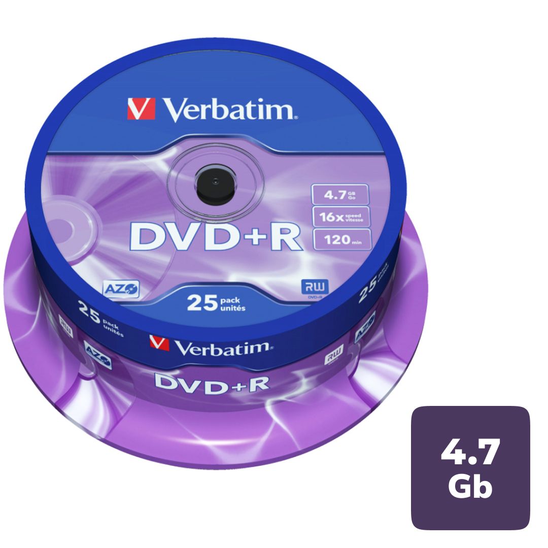 Диск DVD+R Verbatim, 4.7 GB, 16х, қаптамада 25 дана