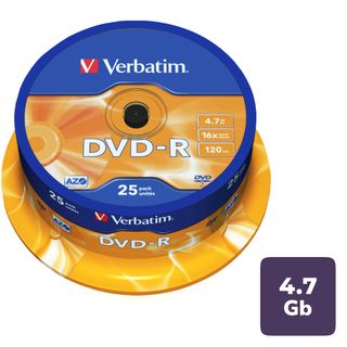 Диск DVD-R Verbatim, 4.7 GB, 16х, 25 дана/қапт / CD/DVD дискілер