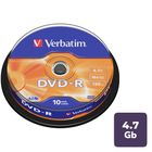 Диск DVD-R Verbatim, 4.7 GB, 16х, қаптамада 10 дана