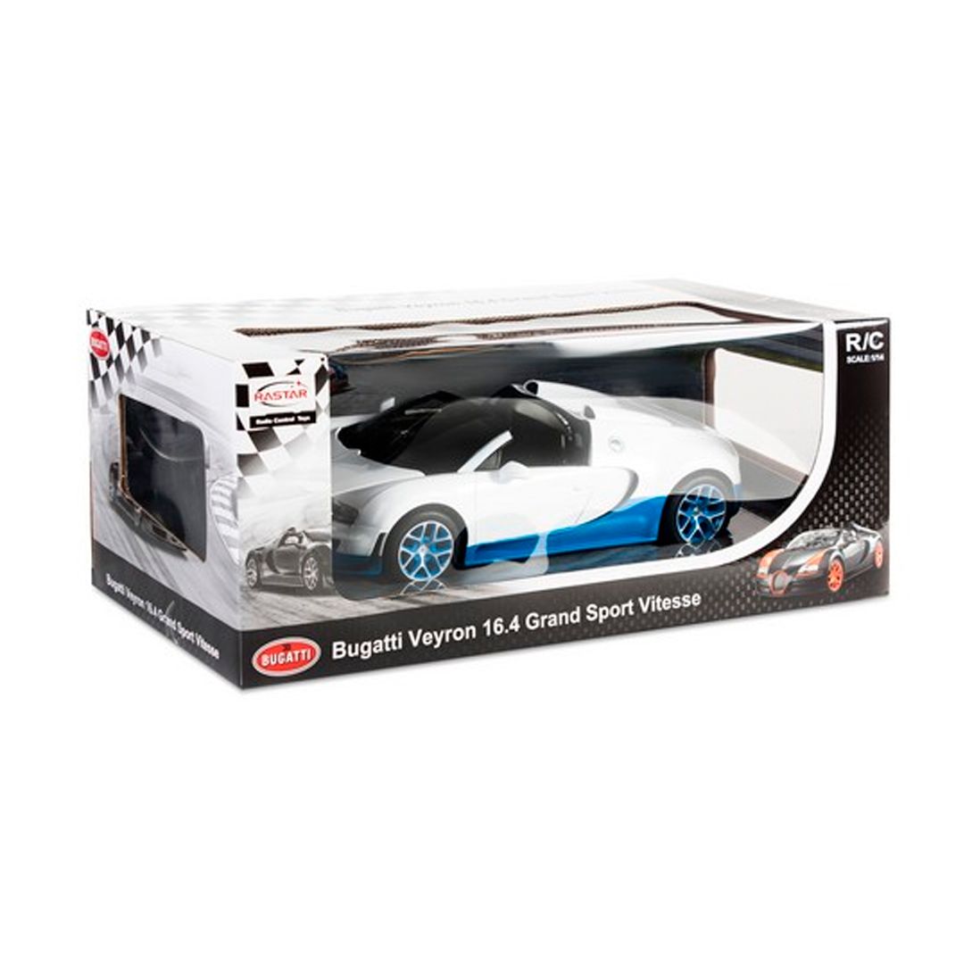 Радиоуправляемая машинка Rastar "Bugatti Veyron 16.4 Grand Sport Vitesse 70400WB", 1:14, бело-синяя / Подарки и сувениры №3