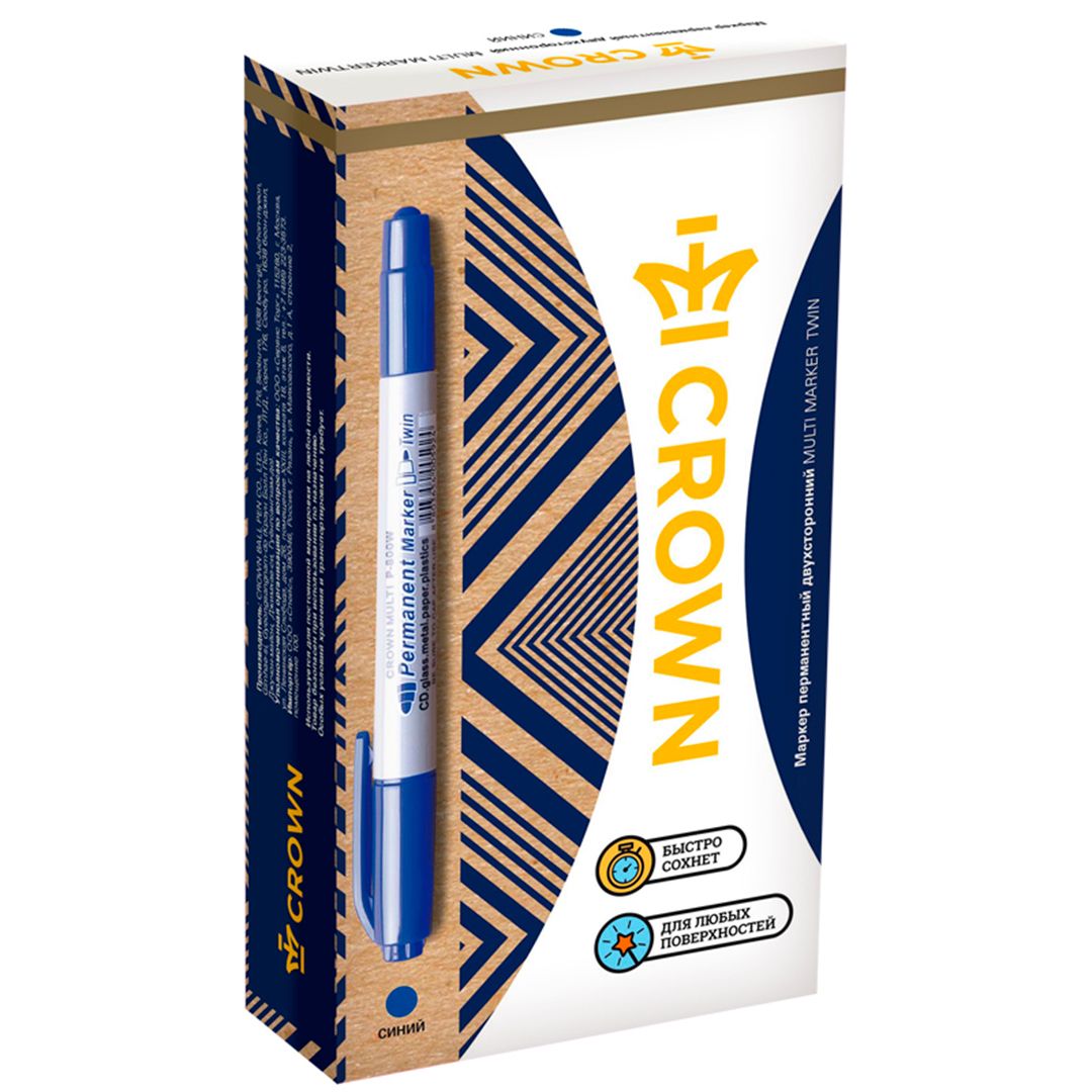 Маркер перманентный Crown "Multi Marker Twin", двухсторонний, ширина линии 1-2 мм, синий / Маркеры перманентные нестираемые №4 oe.kz Маркер перманентный Crown "Multi Marker Twin", двухсторонний, ширина линии 1-2 мм, синий / Маркеры перманентные нестираемые №4