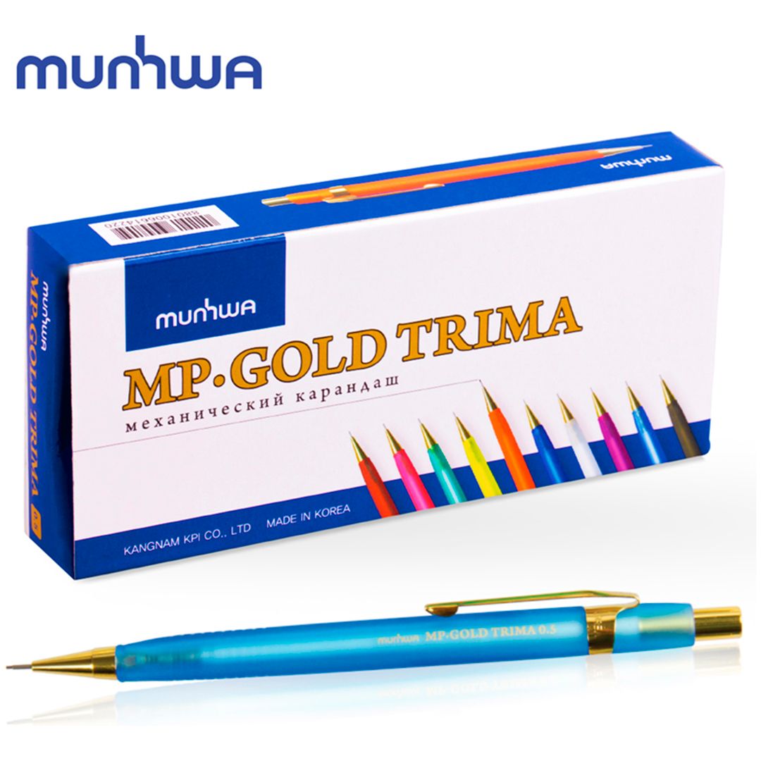 Карандаш механический MunHwa "Mp Gold Trima", 0,5 мм, HB, с ластиком, ассорти, цена за штуку / Карандаши механические №6