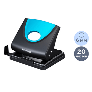 Тескіш Berlingo "Office soft", 20 параққа дейін, пластик, көк / 20 параққа дейінгі тескіштер