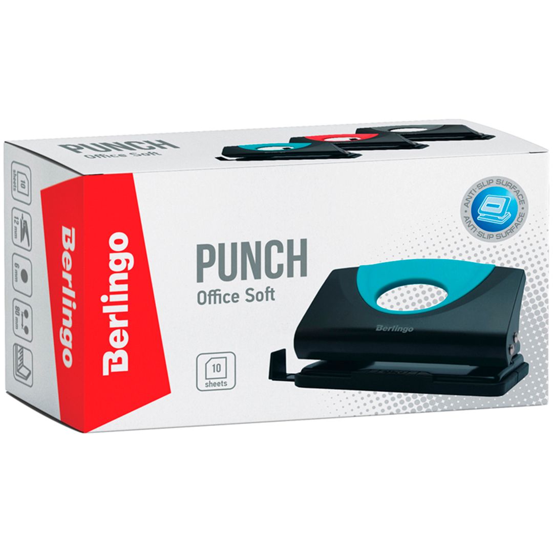 Дырокол на 10 листов Berlingo "Office soft", металл/пластик, синий / Дыроколы до 10 листов №2