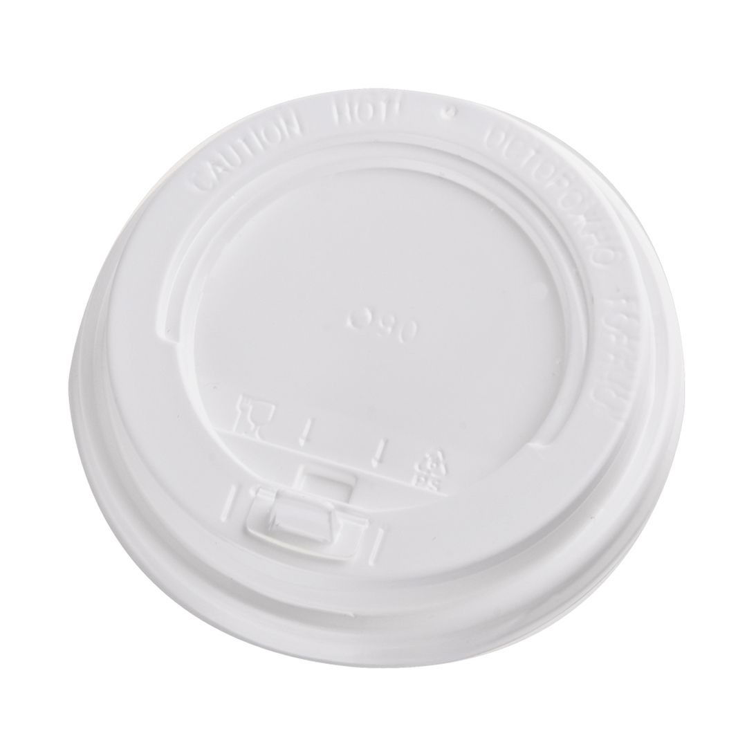 Крышки одноразовые для стаканов OfficeClean, откидной клапан-носик, d=9 см, белые, 100 шт/упак / Посуда одноразовая