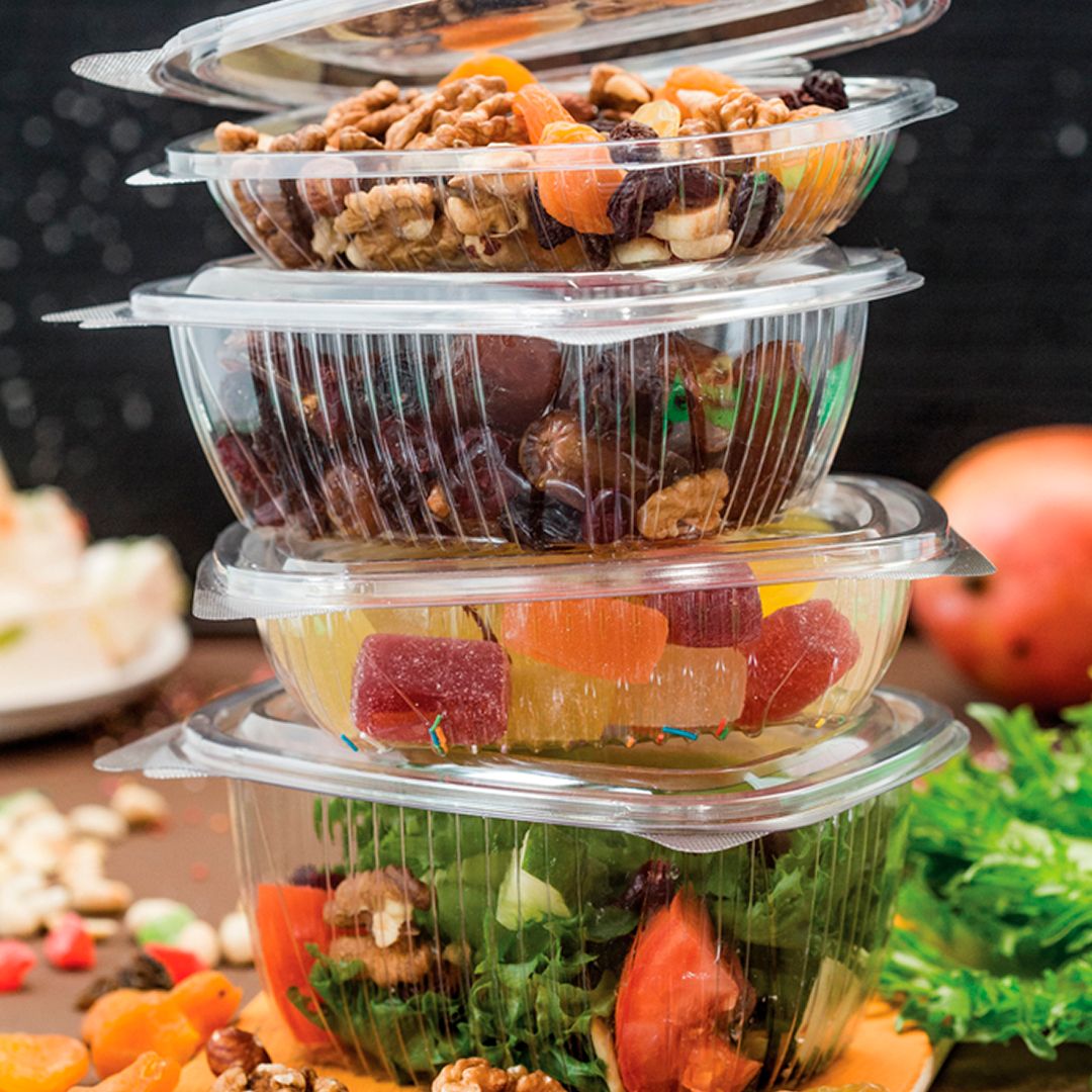 Контейнеры одноразовые Стиролпласт, с крышкой, размер 156*129*73 мм, 750 мл, прозрачные, 300 шт/упак / Посуда одноразовая №2