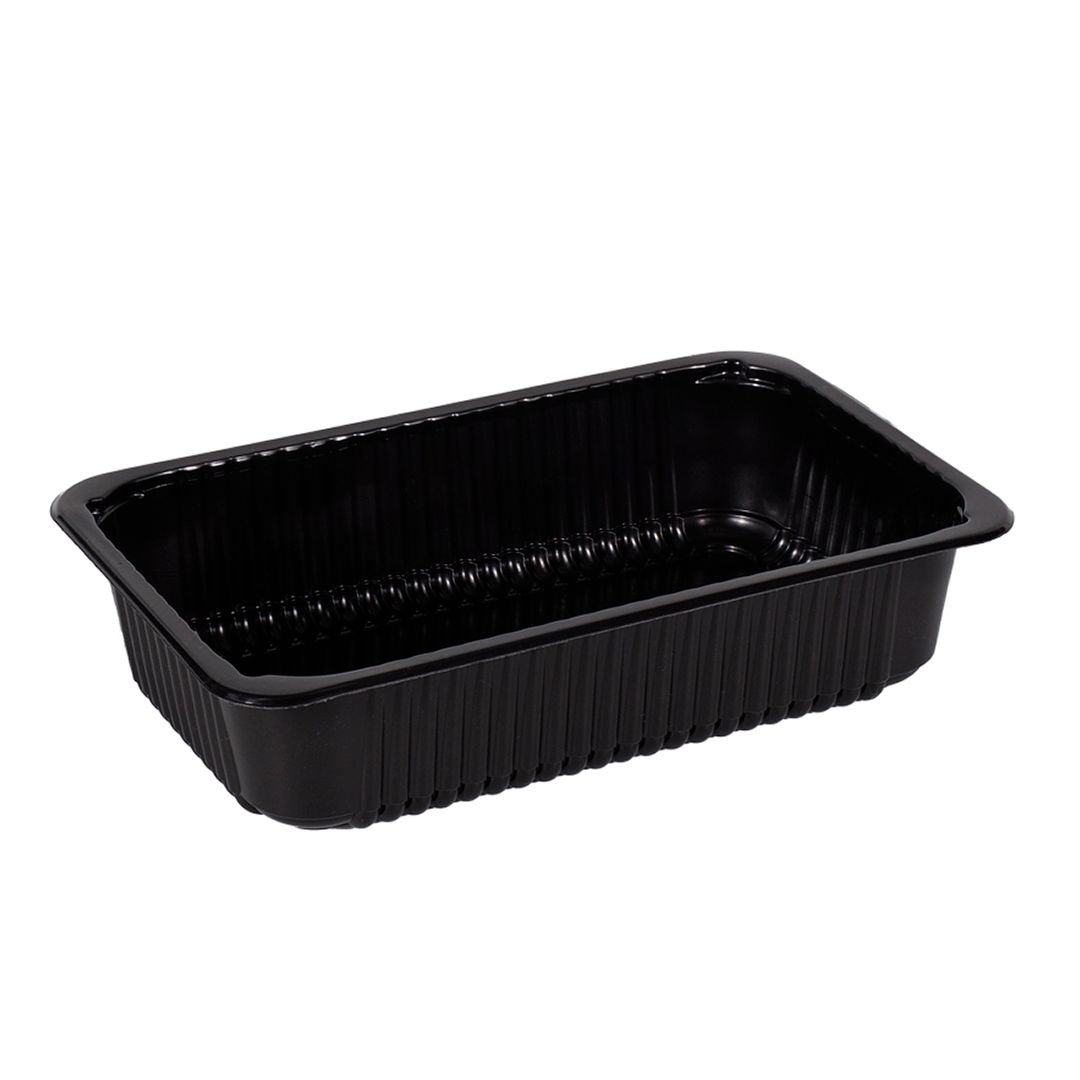 Контейнеры одноразовые Стиролпласт, без крышек, размер 275*175*50 мм, 1600 мл, черные, 175 шт/упак / Посуда одноразовая