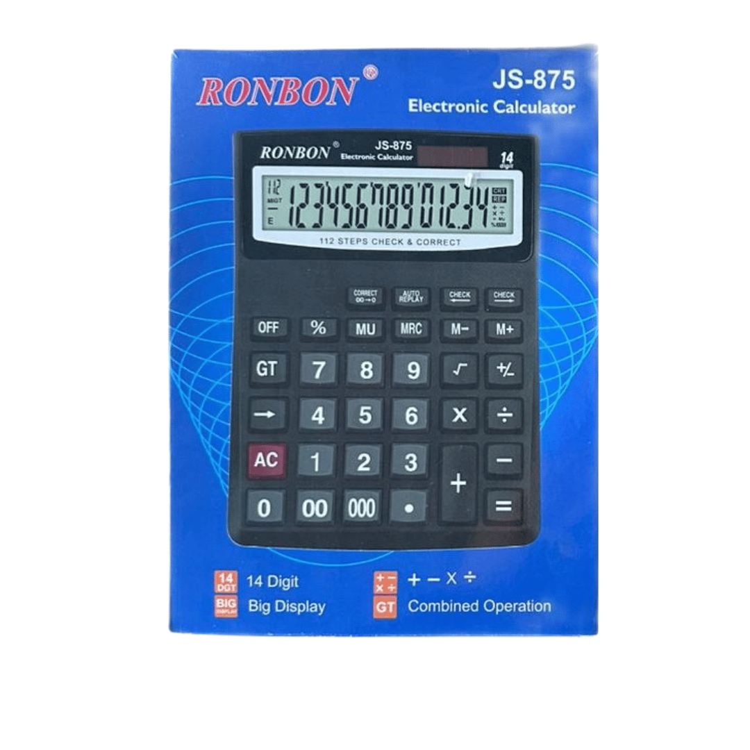 Калькулятор настольный Ronbon "js875", 14 разрядов, 205*150*30 мм, черный / Калькуляторы настольные №3
