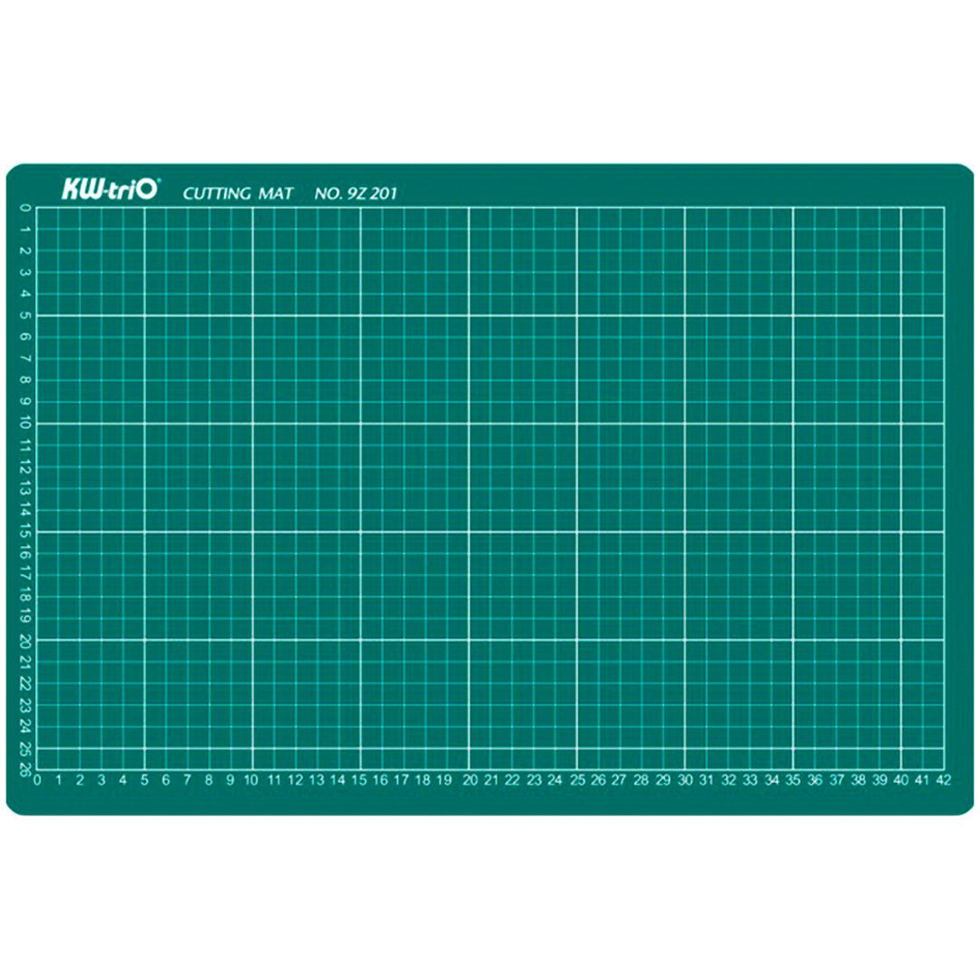 Коврик для резки KW-Trio, A3, 45*30 см, толщина 3 мм, разметочная сетка / Резаки