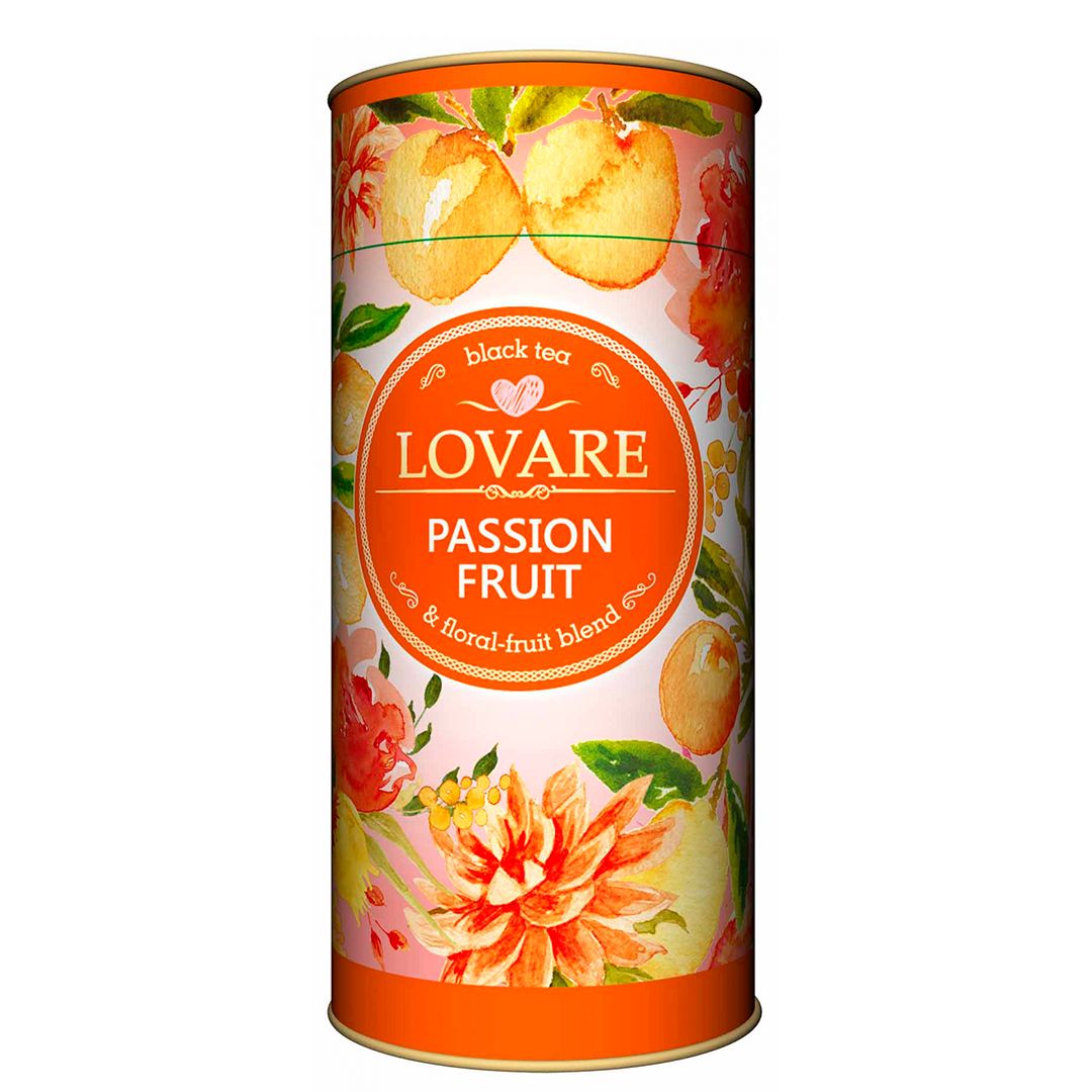 Чай Lovare "Фрукт страсти", черный, 80 гр, листовой, тубус / Чай листовой
