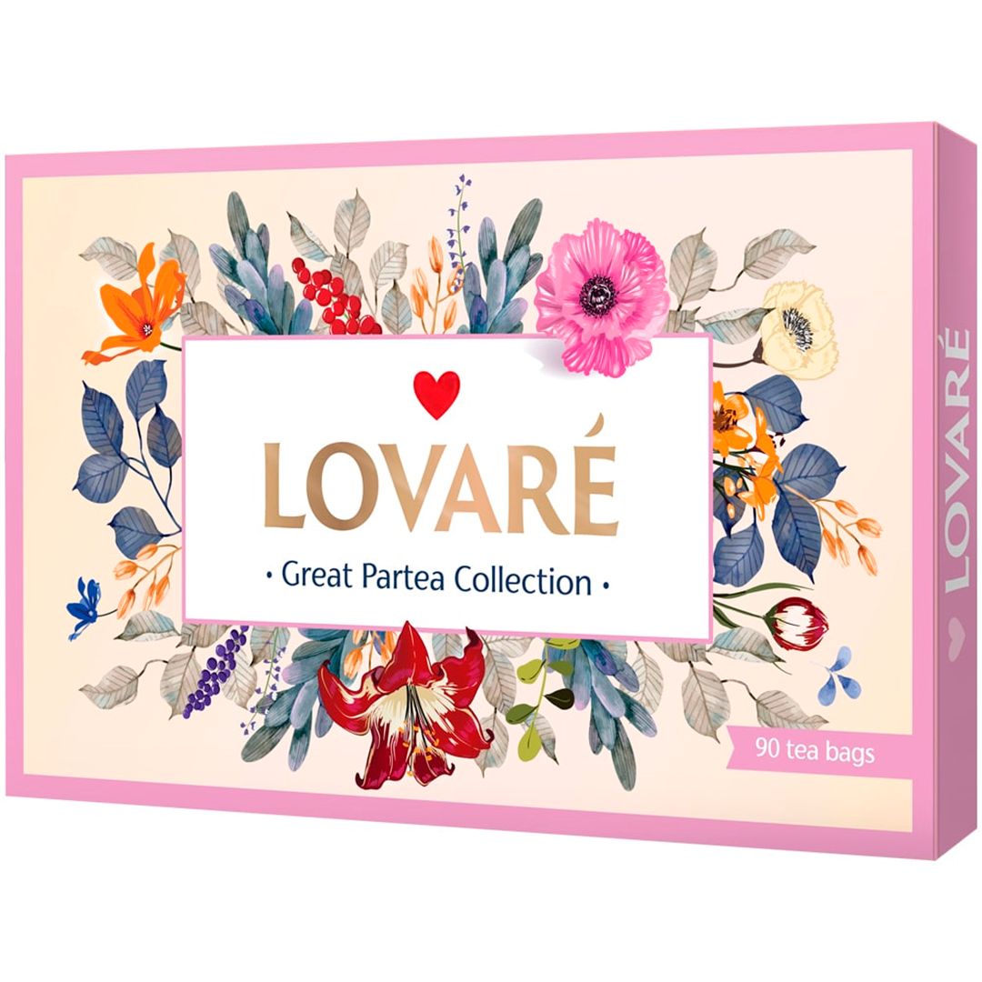 Набор чая Lovare "Great party", 18 вкусов, 90 пакетиков, ассорти / Чай пакетированный