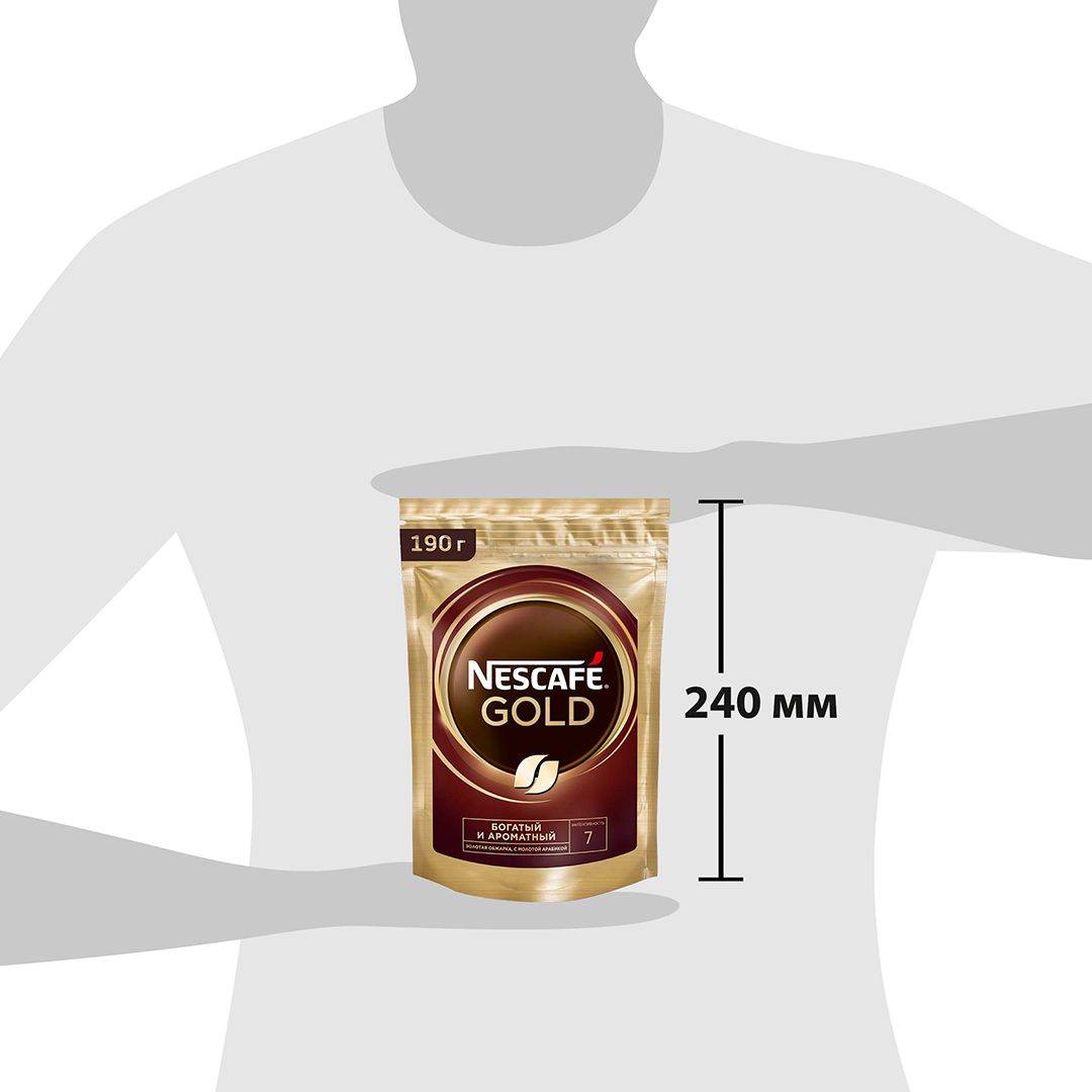 Ерігіш кофе Nescafe Gold, 190 гр, вакуумды қаптамада