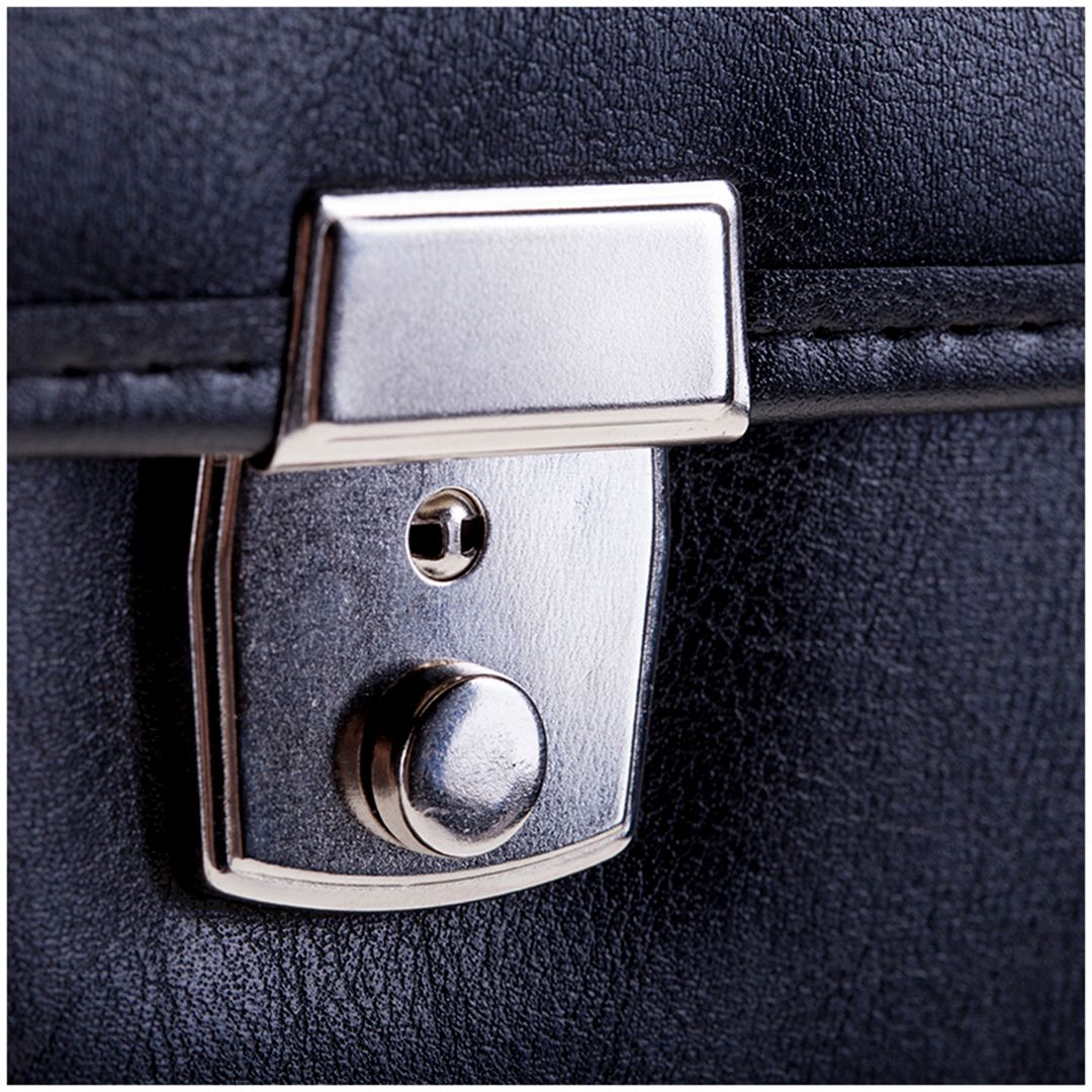 Портфель деловой OfficeSpace "Rotterdam", 3 отделения, люкс кожзам, с ремнем, черный / Папки-портфели из кожзама и ткани №3