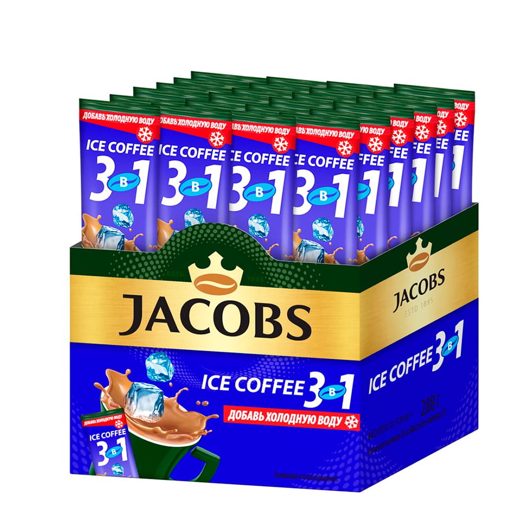 Кофе растворимый Jacobs "Ice Coffee", 3 в 1, 24 пакетика / Кофе порционный