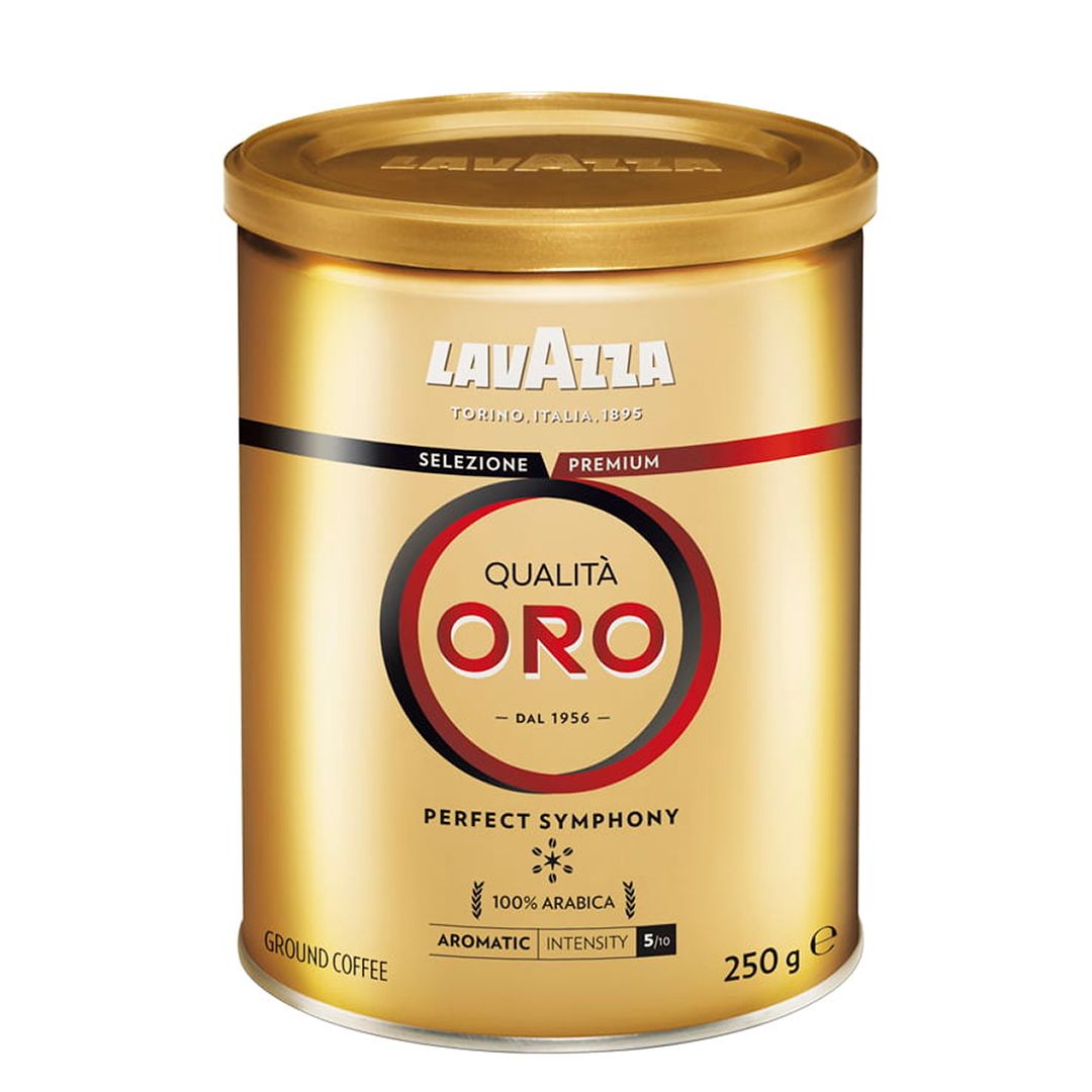 Ұнтақталған кофе Lavazza "Oro", орташа қуырылған, қаңылтыр ыдыста, 250 гр