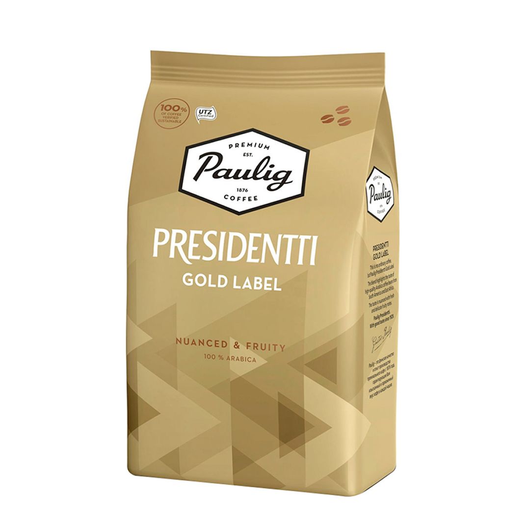 Кофе в зернах Paulig "Presidentti Gold Label", светлая обжарка, 1000 гр / Кофе зерновой