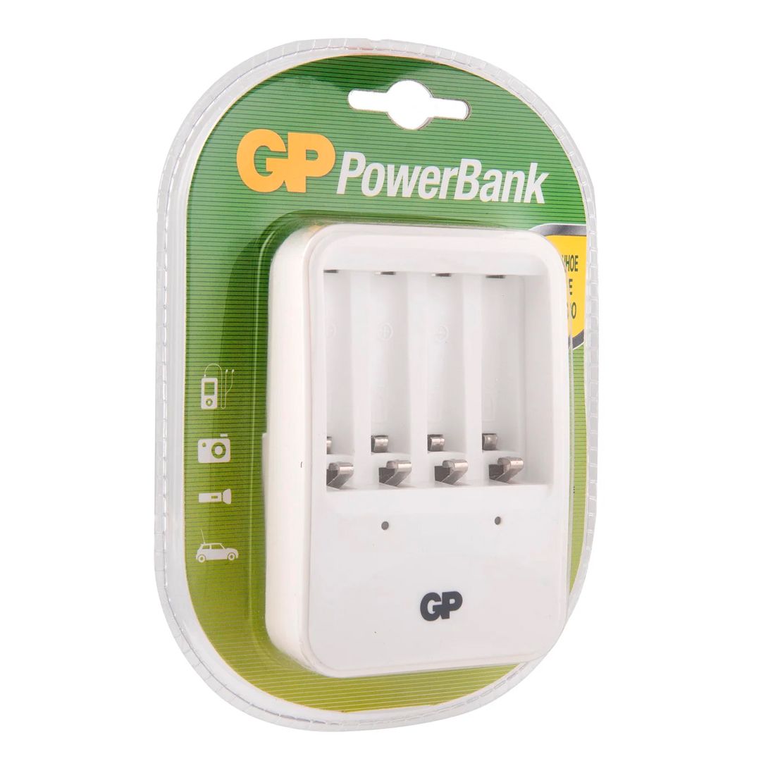 Зарядное устройство GP PowerBank PB420GSC-4CR1, 220 В, без аккумулятора, белое / Аккумуляторы, зарядные устройства